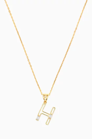 Letter 'H' Initial Pendant Necklace in 18kt Gold