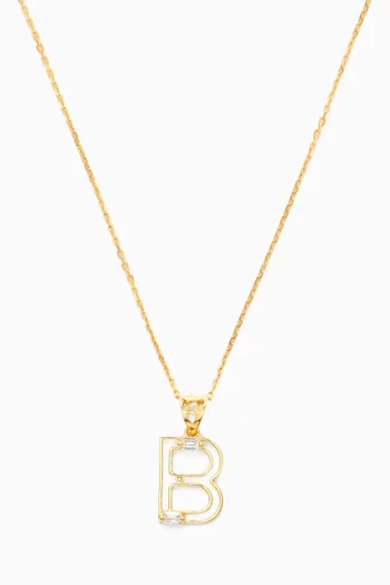 Letter 'B' Initial Pendant Necklace in 18kt Gold