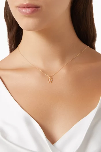 Letter 'M' Initial Pendant Necklace in 18kt Gold
