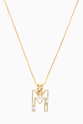 Letter 'M' Initial Pendant Necklace in 18kt Gold