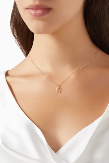 Letter 'R' Initial Pendant Necklace in 18kt Gold