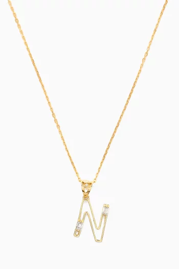 Letter 'N' Initial Pendant Necklace in 18kt Gold