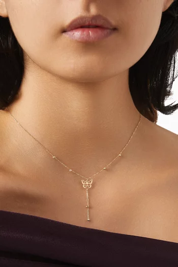 Belinda Butterfly Lariat Necklace in 18kt Yellow Gold