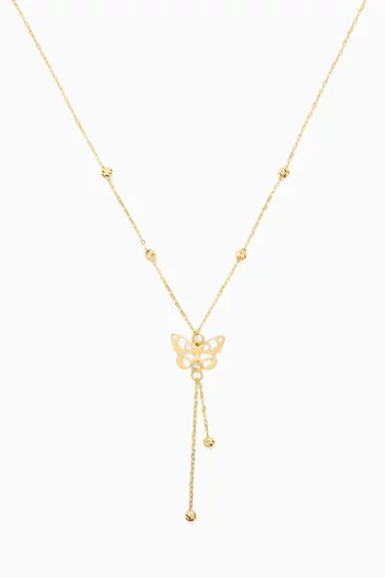 Belinda Butterfly Lariat Necklace in 18kt Yellow Gold