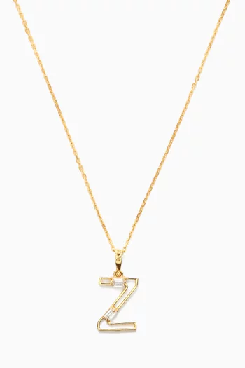Letter 'Z' Initial Pendant Necklace in 18kt Gold