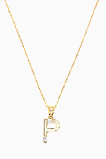 Letter 'P' Initial Pendant Necklace in 18kt Gold