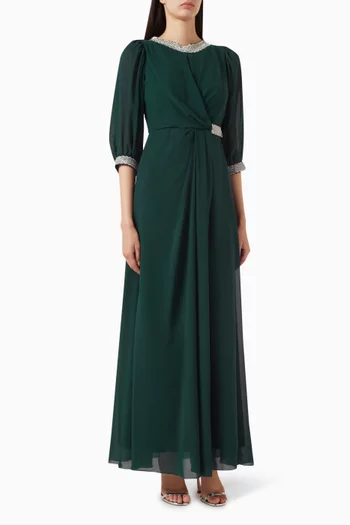 Bead-embellished Maxi Dress in Chiffon