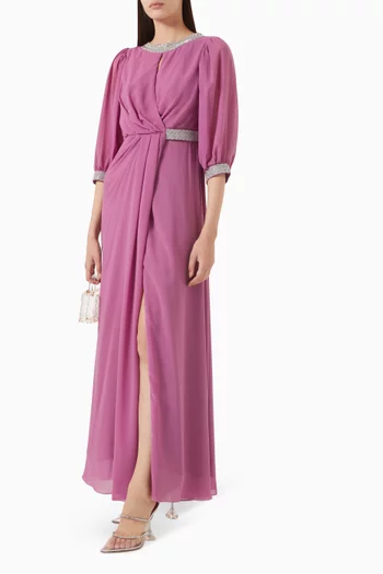 Bead-embellished Maxi Dress in Chiffon