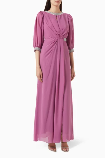 Bead-embellished Maxi Dress in Chiffon