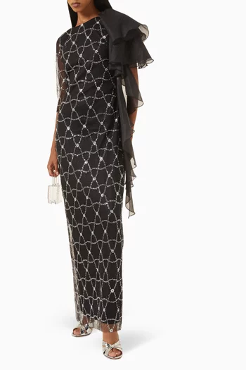 Sequin-embellished Ruffle Maxi Dress