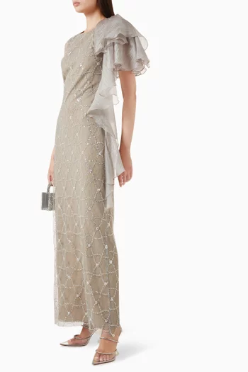 Sequin-embellished Ruffle Maxi Dress