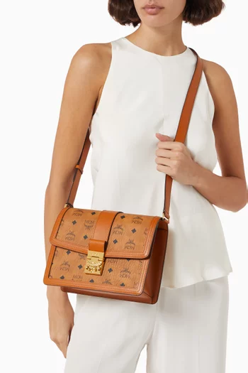Diamond Flap Shoulder Bag in Visetos