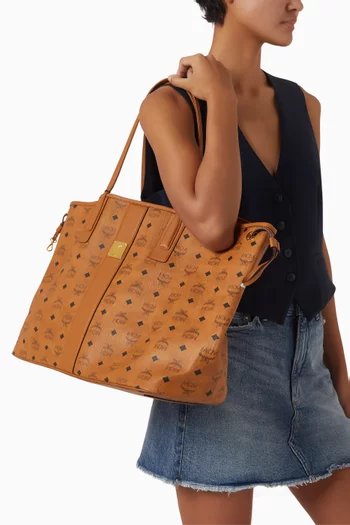 Large Reversible Liz Shopper Visetos Tote Bag in Coated-canvas & Leather