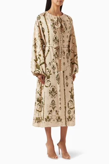 Zircon Relato Tie-neck Kaftan in Viscose Jacquard