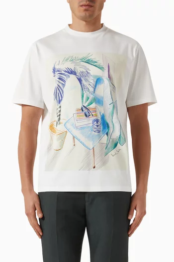 Sketchbook-print T-shirt in Cotton