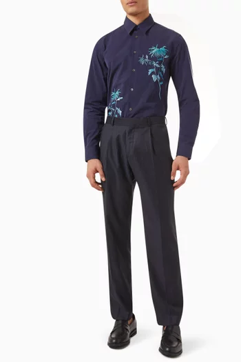 Floral Embroidered Shirt in Cotton-blend