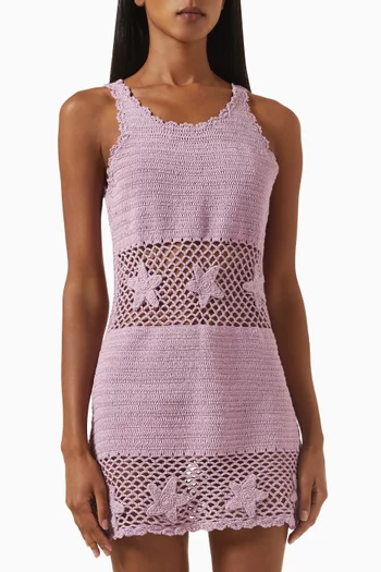 Mediterranean Crochet Mini Dress in Crochet