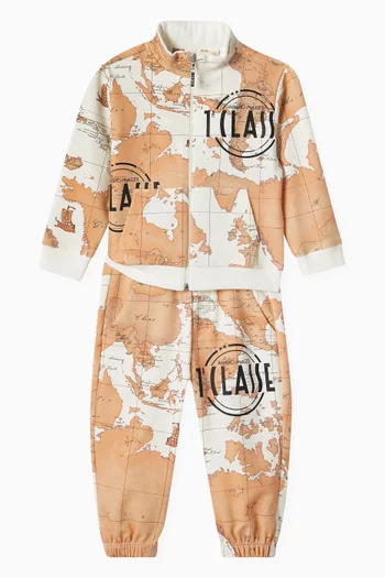 Geo Map Zip Sweatshirt in Cotton
