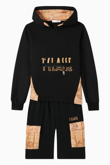 Logo-print Hoodie in Stretch Cotton