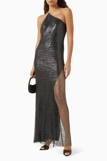 One-shoulder Gown in Net