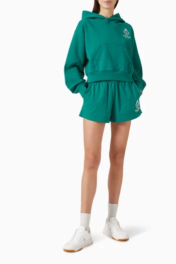 Crown Tennis Cropped Hoodie in Cotton-fleece
