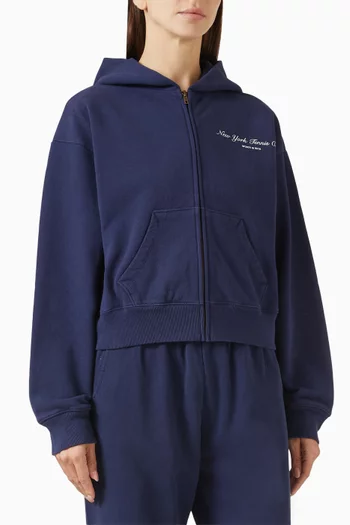 NY Tennis Club Cropped Zip Hoodie in Cotton