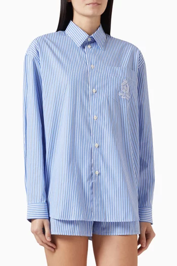Crown Tennis Striped Oversized Shirt in Cotton