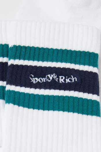 Serif Logo Embroidered Socks in Cotton