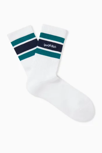 Serif Logo Embroidered Socks in Cotton