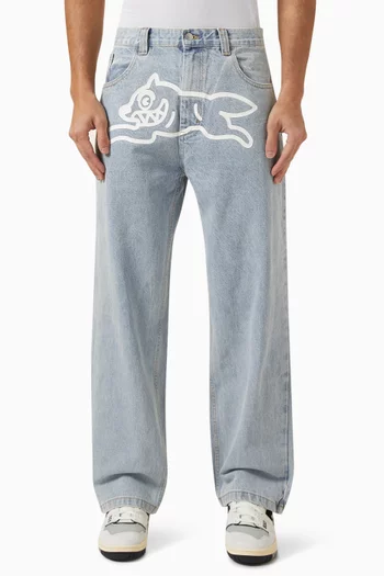 Running Dog Straight-leg Jeans in Denim
