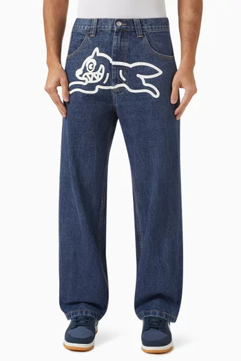 Running Dog Straight-leg Jeans in Denim