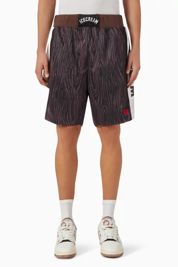 Woodgrain Basketball Shorts in Mesh