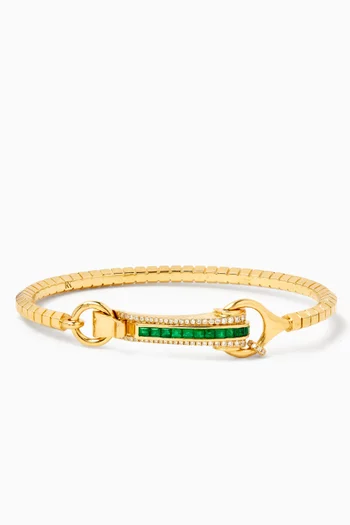 Empress Diamond & Emerald Bangle in 18kt Gold