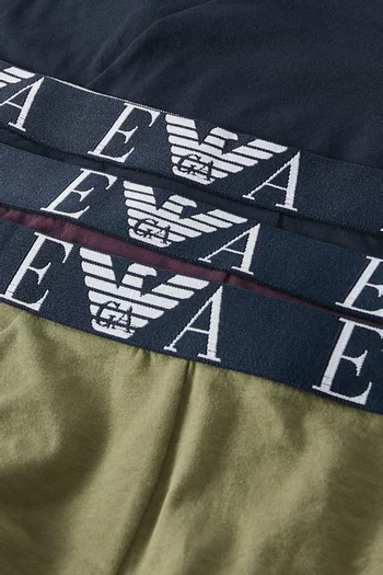 Logo Boxer Briefs in Stretch Cotton, Set of 3