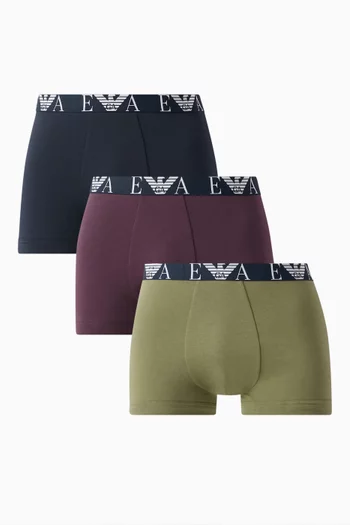 Logo Boxer Briefs in Stretch Cotton, Set of 3