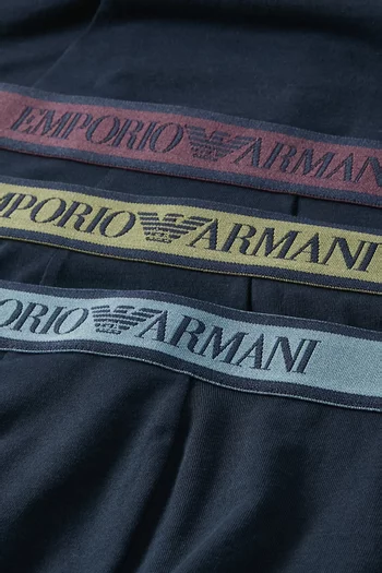 Logo Boxer Briefs in Stretch Cotton, Set of 3