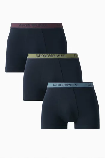 Logo Boxer Briefs in Stretch Cotton, Set of 3