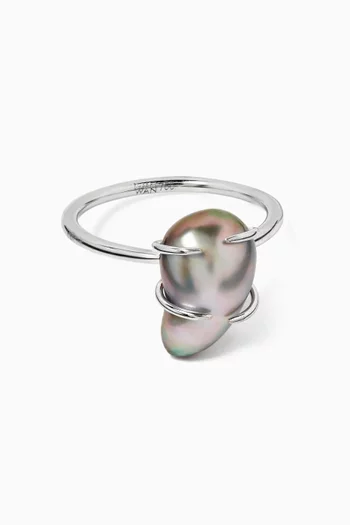 Keshi Tahitian Pearl Modern Ring in 18kt White Gold