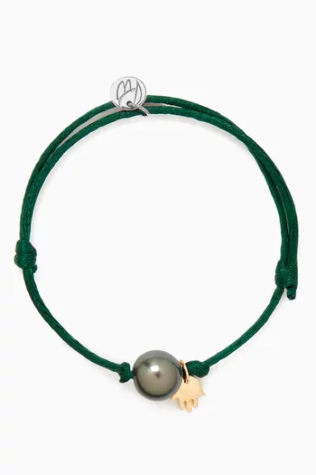 Pearl & Hamsa Charm Bracelet in 18kt Gold
