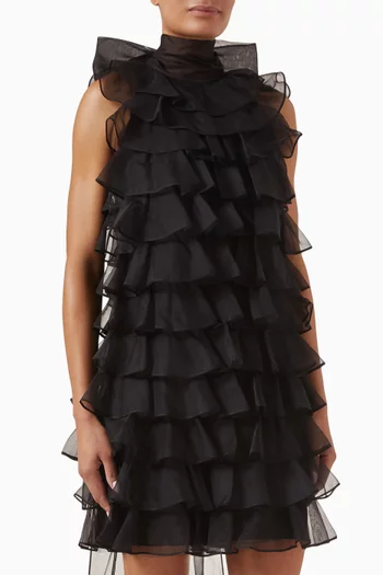 Ruffle Mini Dress in Silk Organza