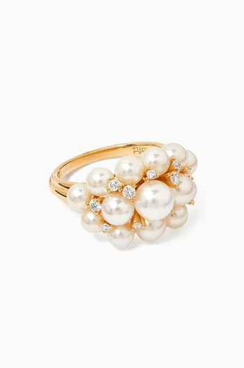 Bahar Diamond & Pearl Cluster Ring in 18kt Gold