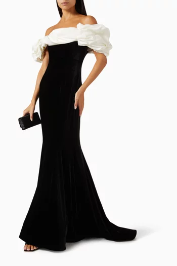 Virgo Strapless Gown in Stretch Velvet
