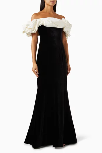 Virgo Strapless Gown in Stretch Velvet