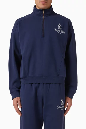 Vendome Embroidered Quarter-zip Sweatshirt in Cotton-fleece