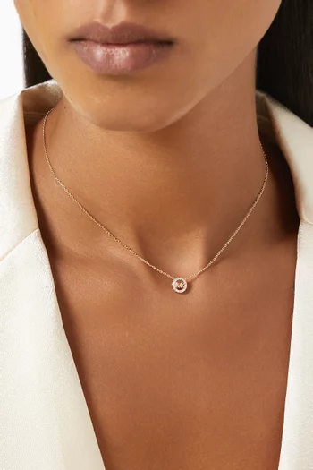 MK Logo Crystal Necklace in Rose-gold Plated Sterling Silver