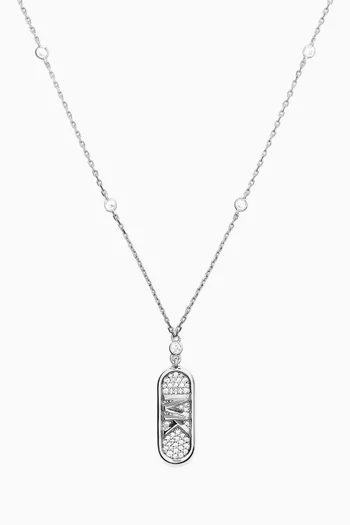 MK Crystal Empire Necklace in Sterling Silver-plated Brass