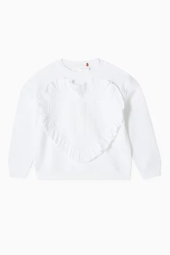 Heart Appliqué Sweatshirt in Cotton Fleece
