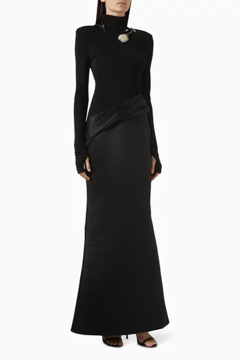 The Eden Trophy Maxi Dress in Stretch Jersey & Satin