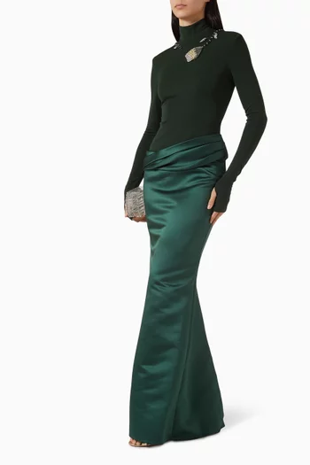 The Eden Trophy Maxi Dress in Stretch Jersey & Satin