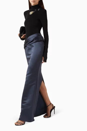 The Eden Trophy Maxi Dress in Stretch Jersey & Satin